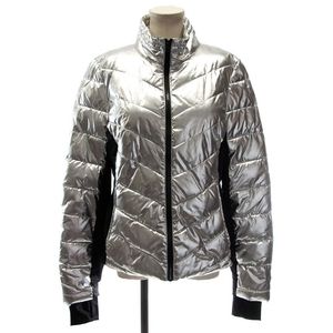 Live love dream metallic puffer jacket